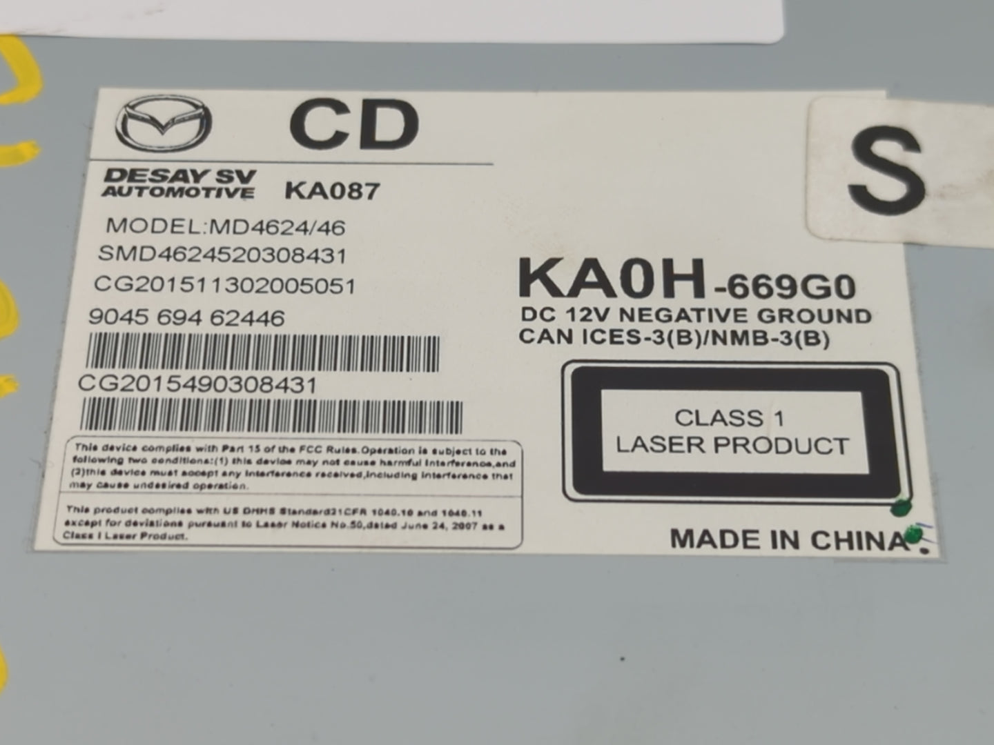 2016 Mazda Cx-5 Radio AM FM Cd Player Receiver Replacement P/N:KA0H-669G0 Fits Fits 2017 OEM Used Auto Parts - Oemusedautopa