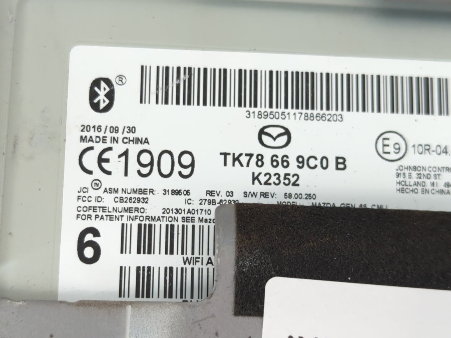 2016-2018 Mazda Cx-9 Radio AM FM Cd Player Receiver Replacement P/N:TK78 66 9C0 B Fits Fits 2016 2017 2018 OEM Used Auto Par