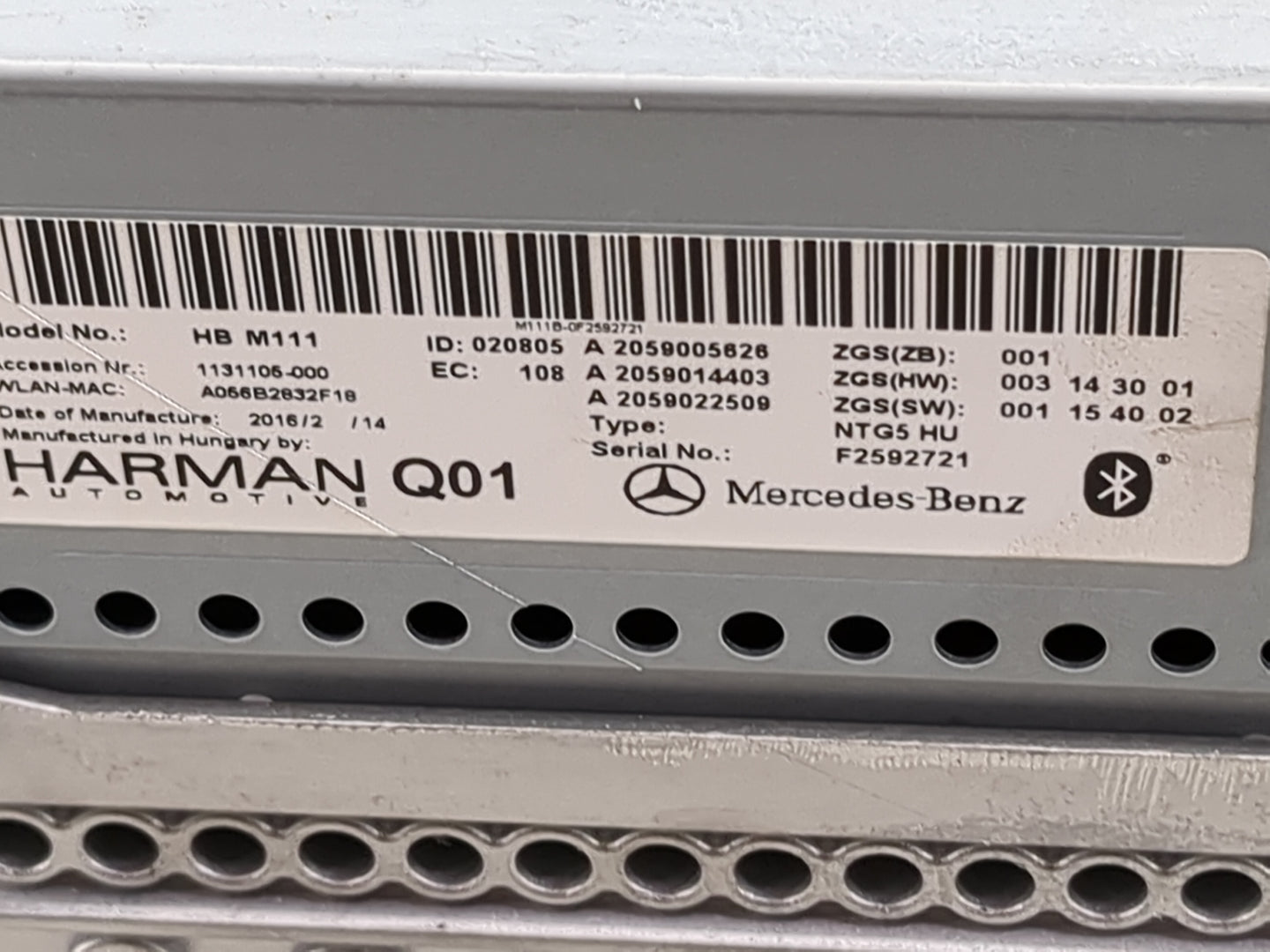 2016 Mercedes-Benz C-Class Radio AM FM Cd Player Receiver Replacement P/N:HB M111 A2059005826, A2059014403 Fits Fits 2017 OE