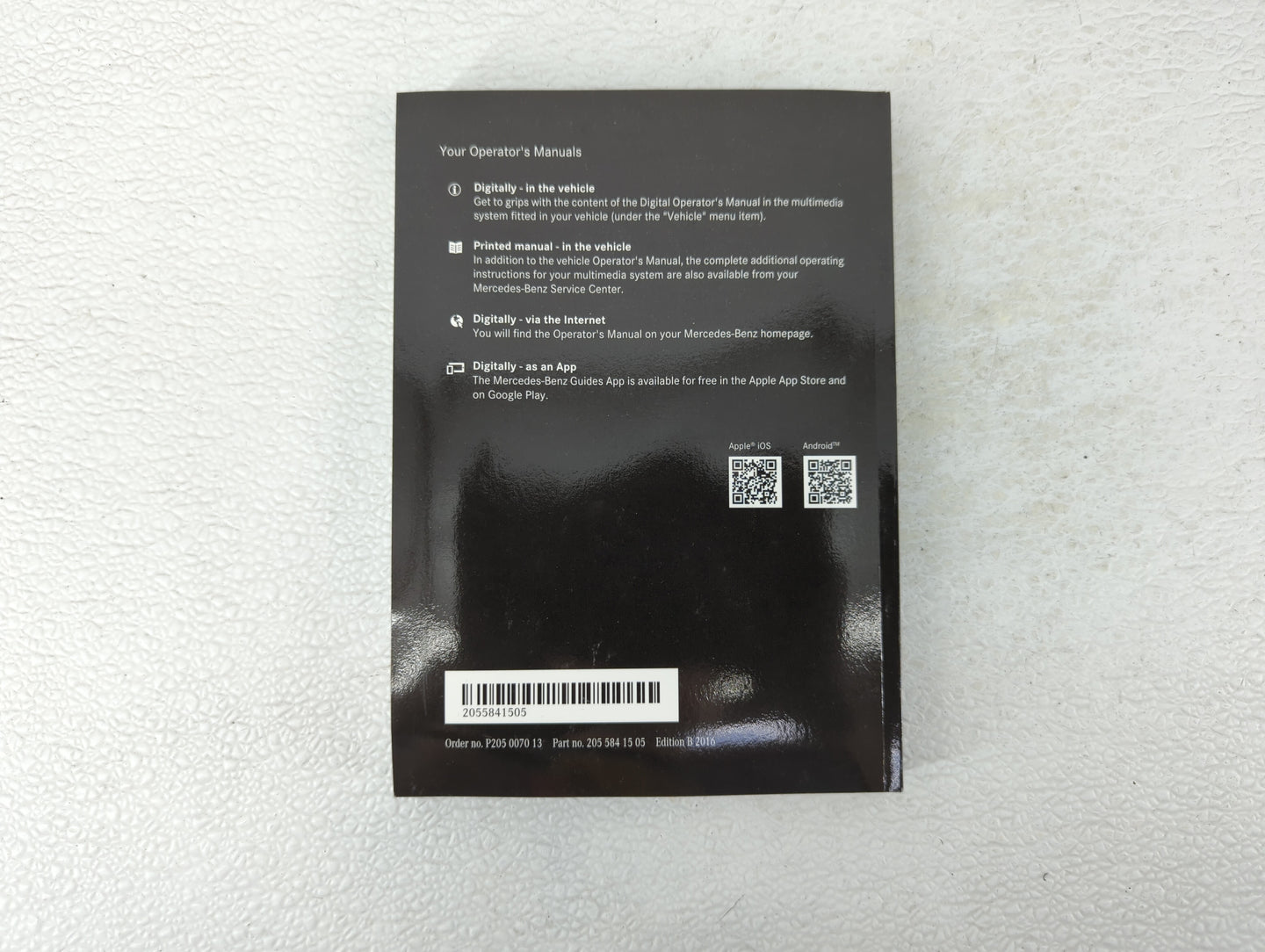 2016 Mercedes-Benz C250 Owners Manual Book Guide OEM Used Auto Parts - Oemusedautoparts1.com