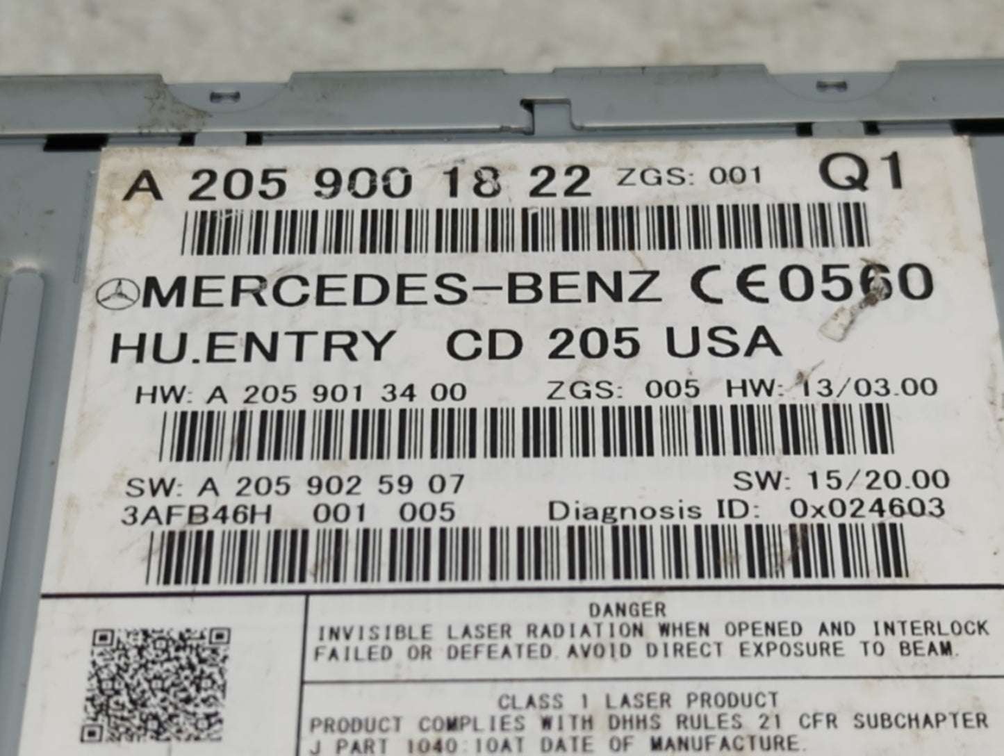 2016-2018 Mercedes-Benz C300 Radio AM FM Cd Player Receiver Replacement P/N:A2059001822 Fits Fits 2016 2017 2018 2019 OEM Us