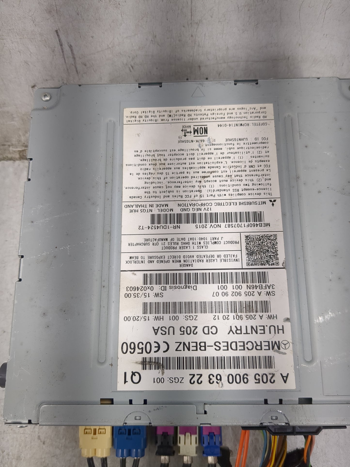 2016 Mercedes-Benz C300 Radio AM FM Cd Player Receiver Replacement P/N:A2059006322 NR-1DU4524-T2, 3AFE46N, MEB460F1707587 Fi