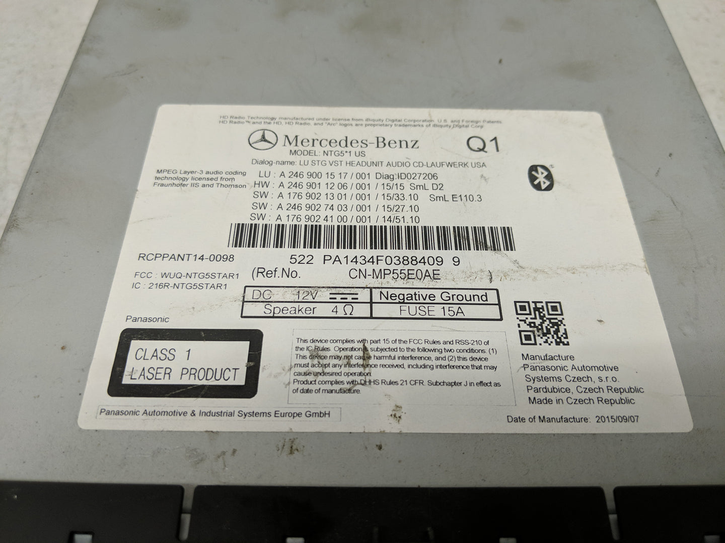2016 Mercedes-Benz Cla250 Radio AM FM Cd Player Receiver Replacement P/N:NTG5*1 US Fits OEM Used Auto Parts - Oemusedautopar