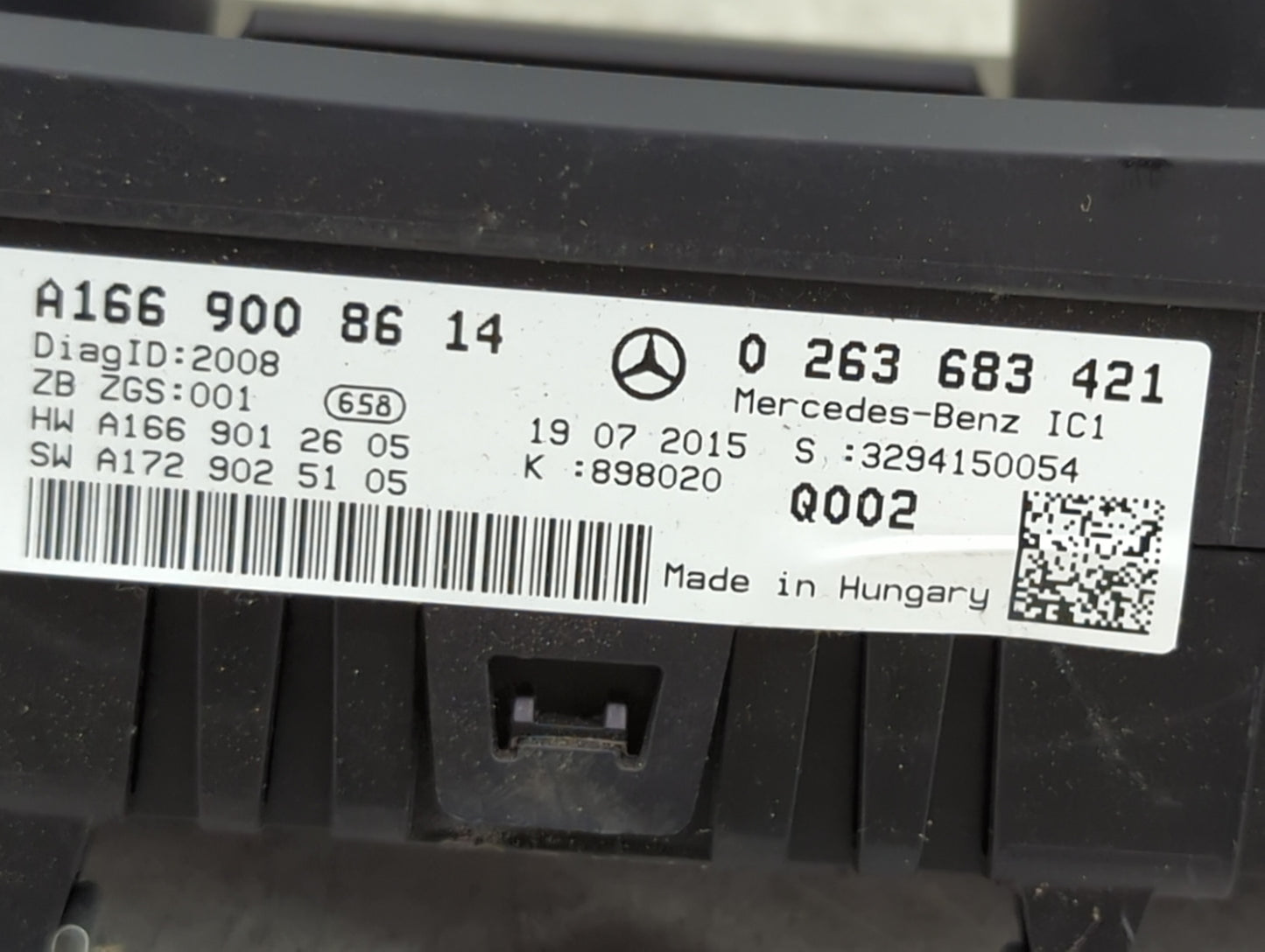2016 Mercedes-Benz Gl-Class Instrument Cluster Speedometer Gauges P/N:A1669008614 0263683421, A1669012605 Miles:48K Fits Fit