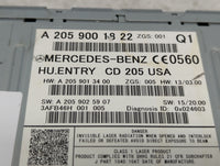 2016 Mercedes-Benz Glc300 Radio AM FM Cd Player Receiver Replacement P/N:A2059001822 A2059013400, A2059025907 Fits OEM Used 
