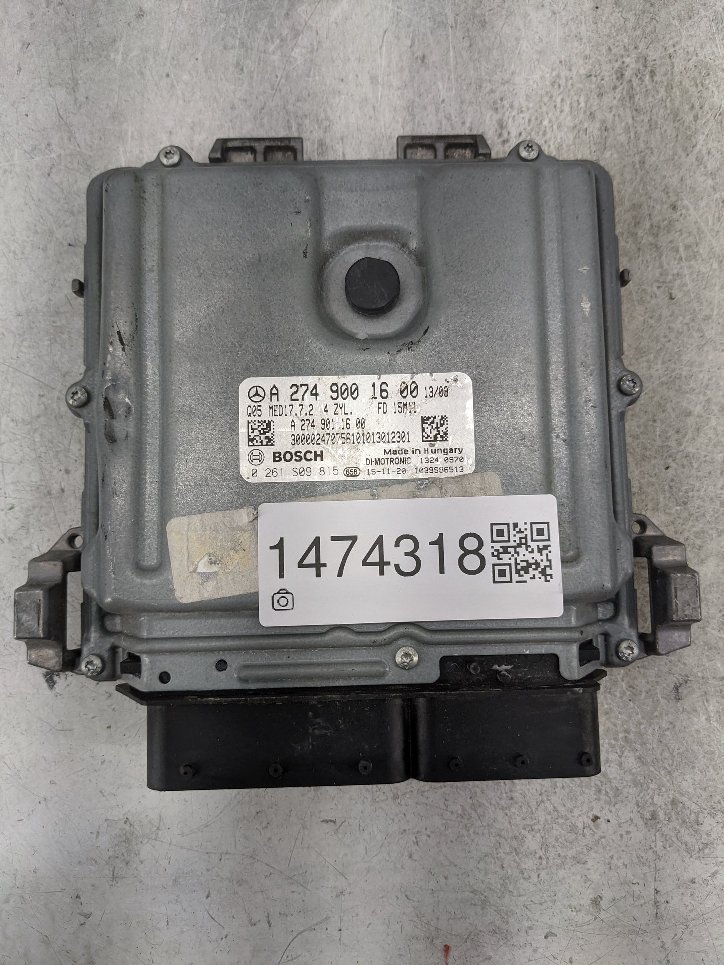 2016 Mercedes Cclass PCM Engine Control Computer ECU ECM PCU OEM P/N:A2749001600 0261S09815, A2749011600 Fits Fits 2015 OEM 