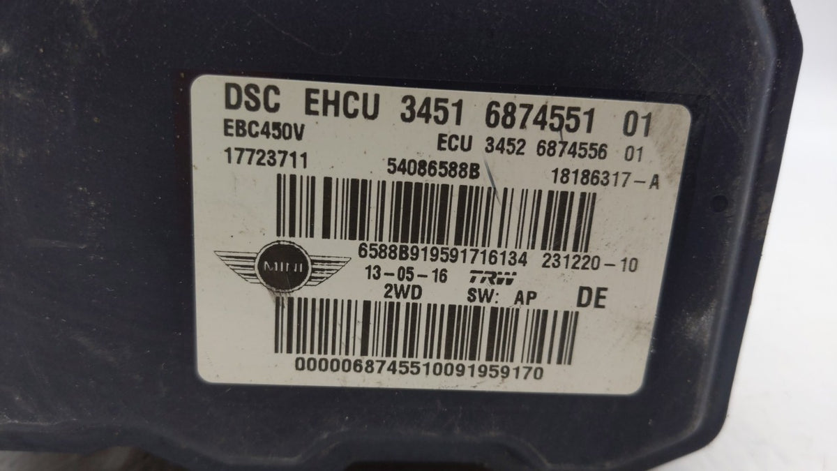 2016 Mini Cooper Countryman Anti-Lock Brake ABS Pump Module Actuator OEM P/N:6874551 Fits OEM Used Auto Parts - Oemusedautop