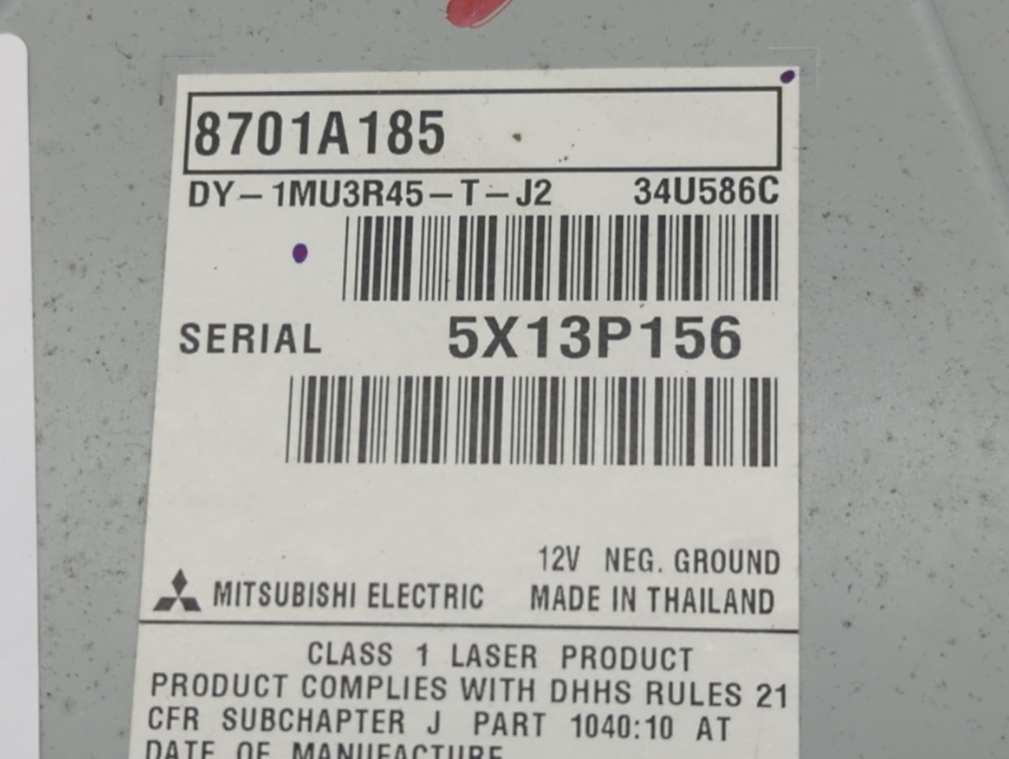 2016 Mitsubishi Outlander Radio AM FM Cd Player Receiver Replacement P/N:8701A185 Fits OEM Used Auto Parts - Oemusedautopart