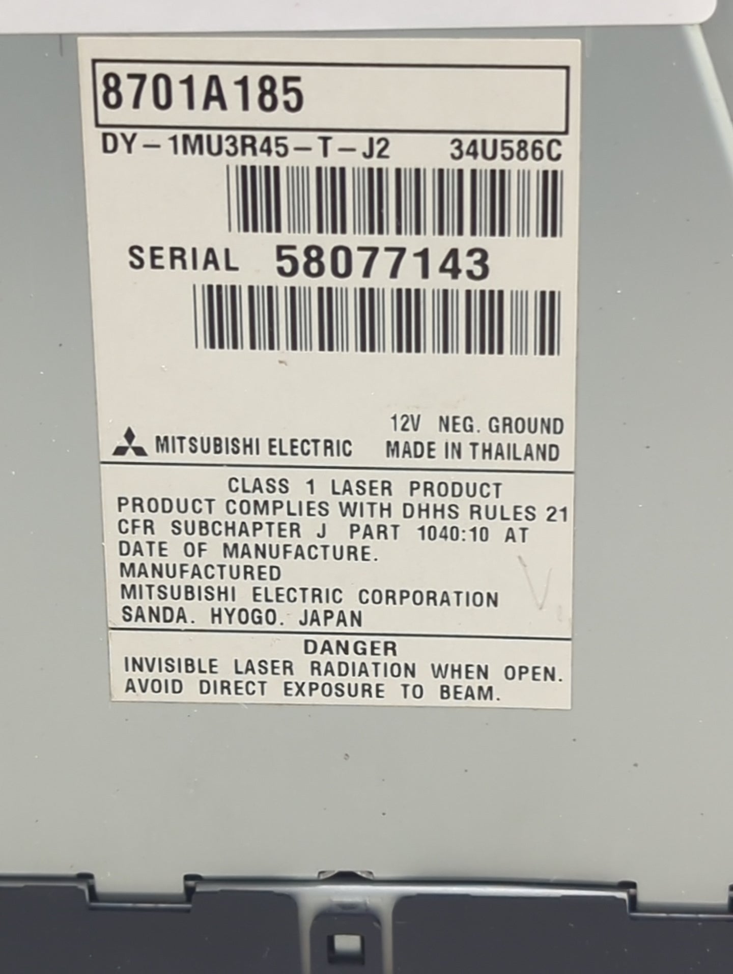 2016 Mitsubishi Outlander Radio AM FM Cd Player Receiver Replacement P/N:8701A185 DY-1MU3R45-T-J2 Fits OEM Used Auto Parts -