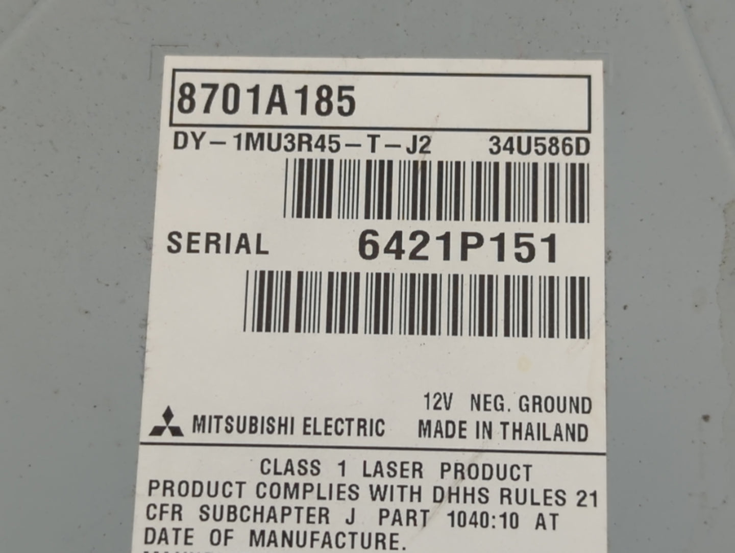 2016 Mitsubishi Outlander Sport Radio AM FM Cd Player Receiver Replacement P/N:8701A185 Fits OEM Used Auto Parts - Oemusedau