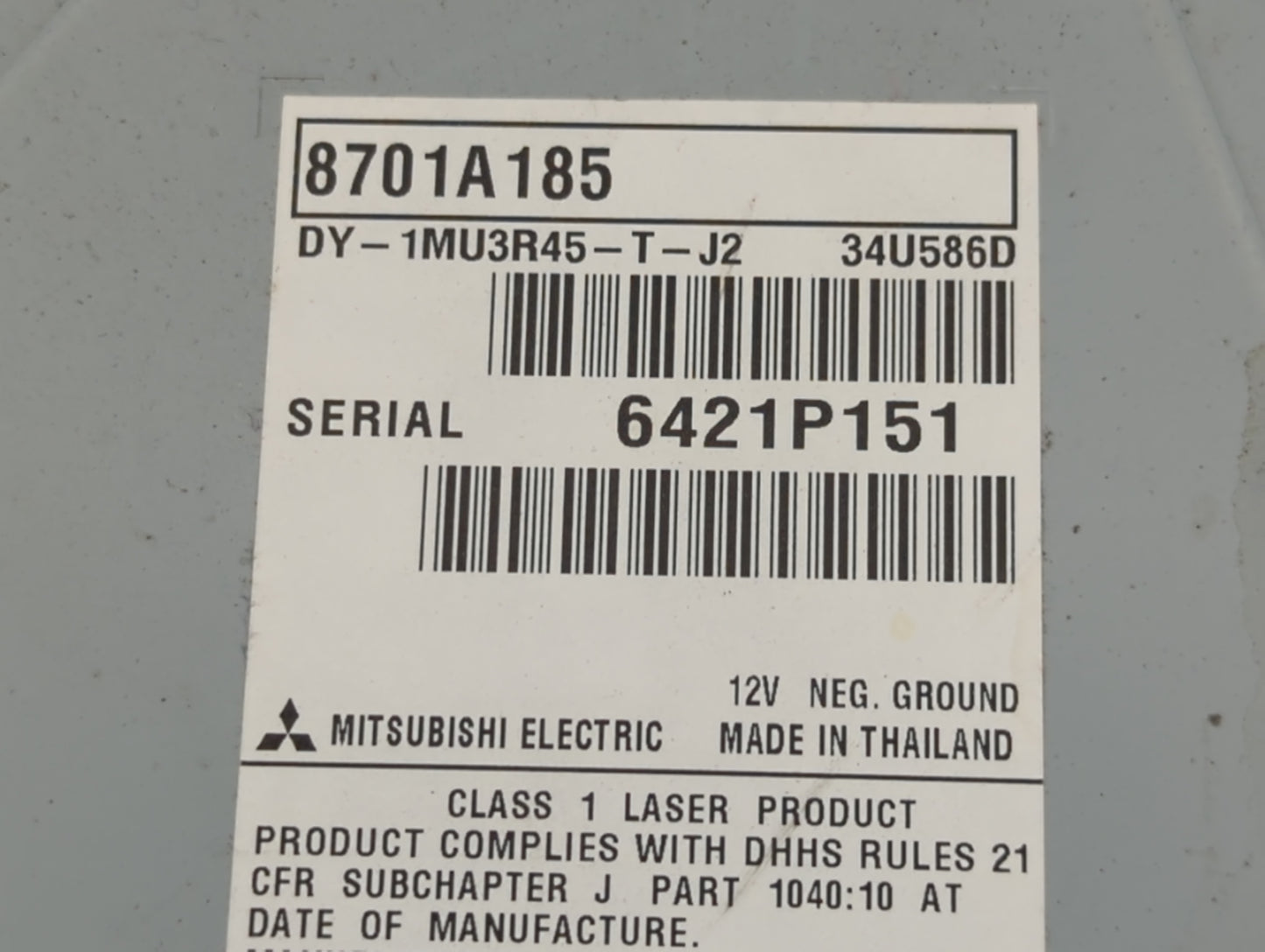 2016 Mitsubishi Outlander Sport Radio AM FM Cd Player Receiver Replacement P/N:8701A185 Fits OEM Used Auto Parts - Oemusedau