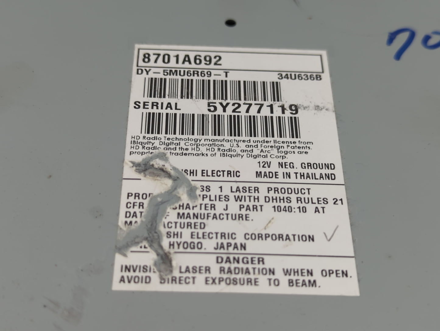 2016 Mitsubishi Outlander Sport Radio AM FM Cd Player Receiver Replacement P/N:8701A692 Fits OEM Used Auto Parts - Oemusedau