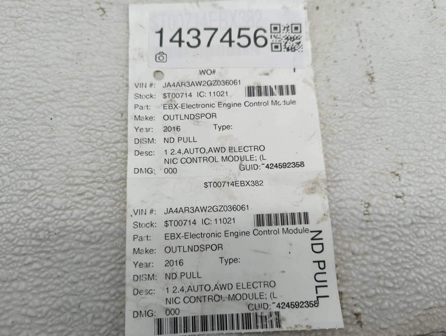 2016-2017 Mitsubishi Outlander Sport PCM Engine Control Computer ECU ECM PCU OEM P/N:1860C815 E6T83575 Fits Fits 2016 2017 O