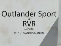 2016 Mitsubishi Outlander Sport Owners Manual Book Guide P/N:9290H128 OEM Used Auto Parts - Oemusedautoparts1.com