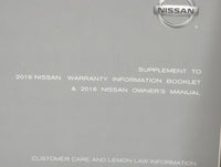 2016 Nissan Altima Owners Manual Book Guide P/N:LL16EA NALLU1 OEM Used Auto Parts - Oemusedautoparts1.com