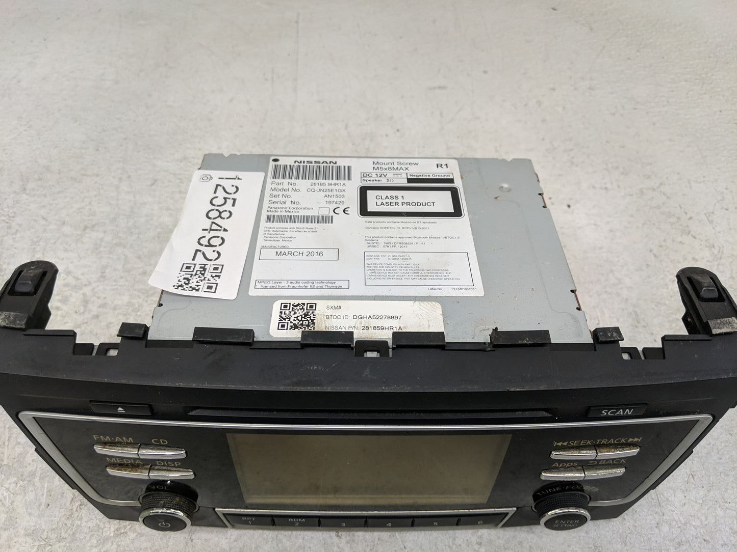 2016 Nissan Altima Radio AM FM Cd Player Receiver Replacement P/N:28185 9HR1A Fits OEM Used Auto Parts - Oemusedautoparts1.c