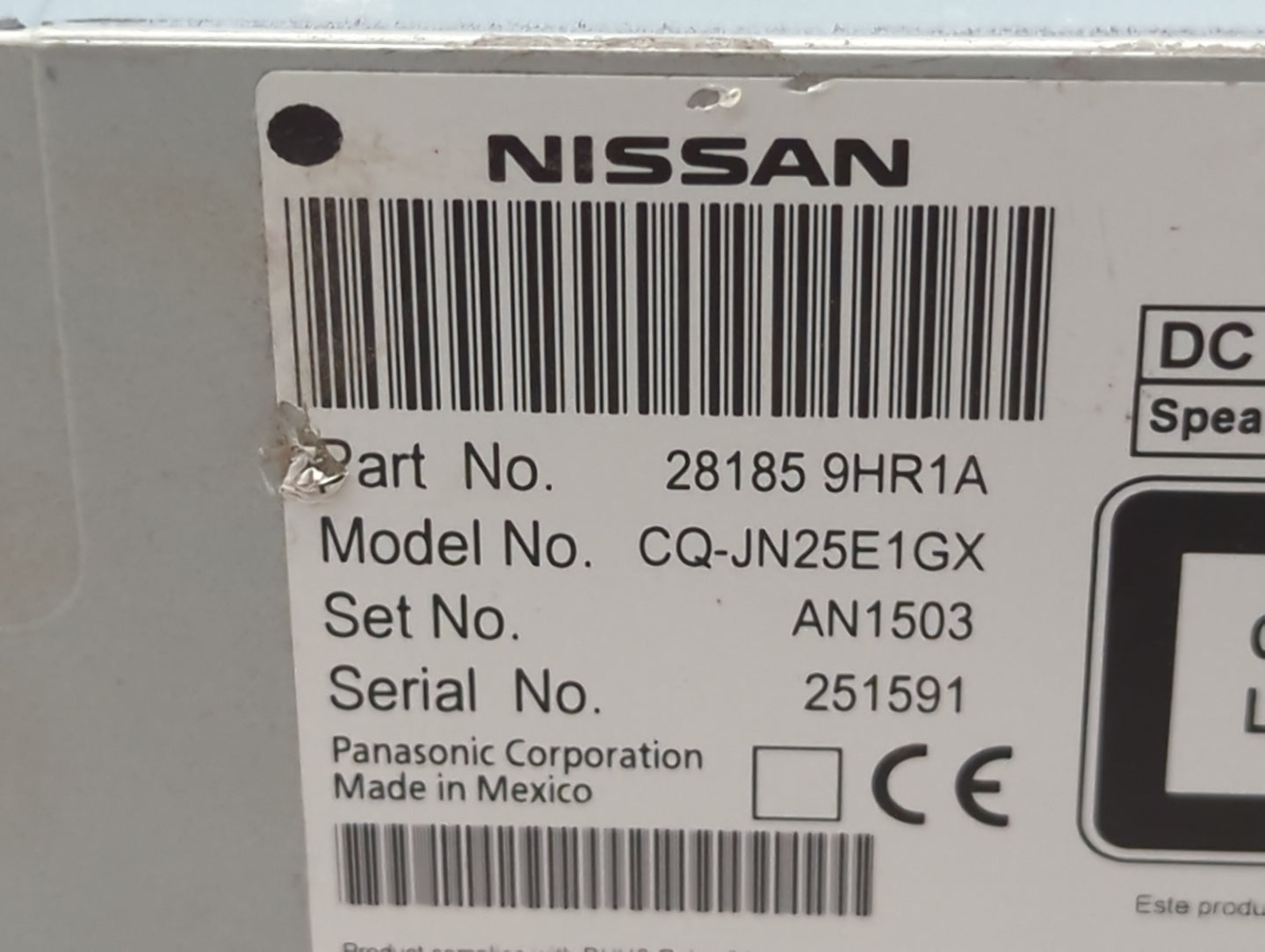 2016 Nissan Altima Radio AM FM Cd Player Receiver Replacement P/N:28185 9HR1A Fits OEM Used Auto Parts - Oemusedautoparts1.c