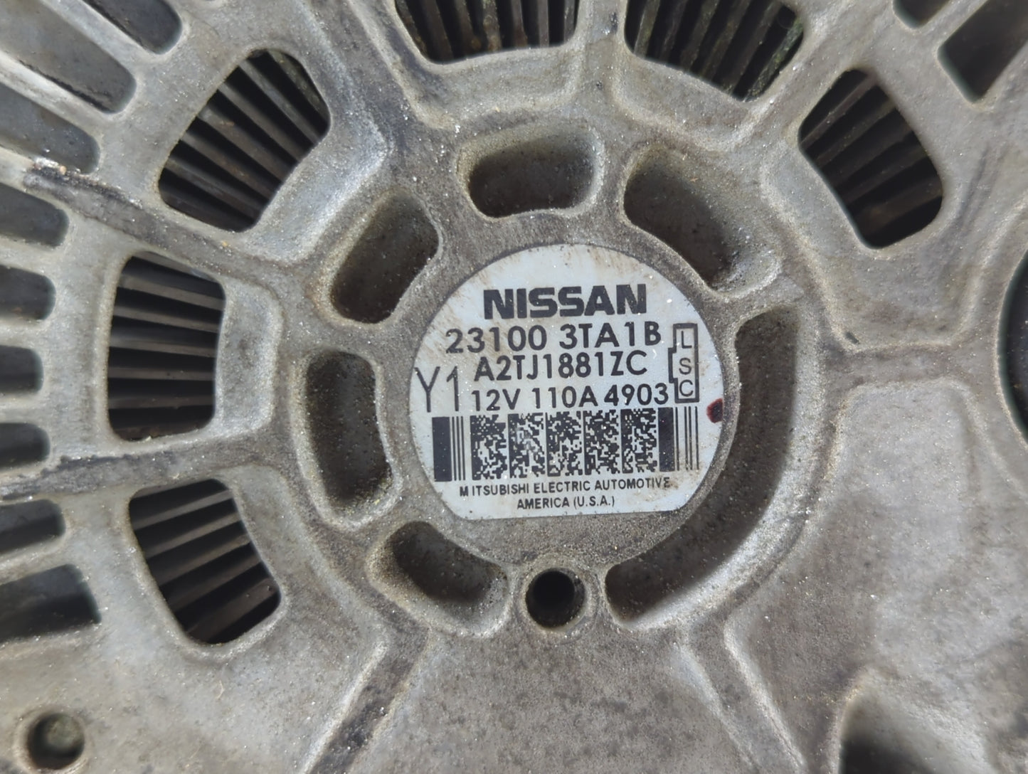 2013-2017 Nissan Altima Alternator Replacement Generator Charging Assembly Engine OEM P/N:23100 3TA1B Fits OEM Used Auto Par