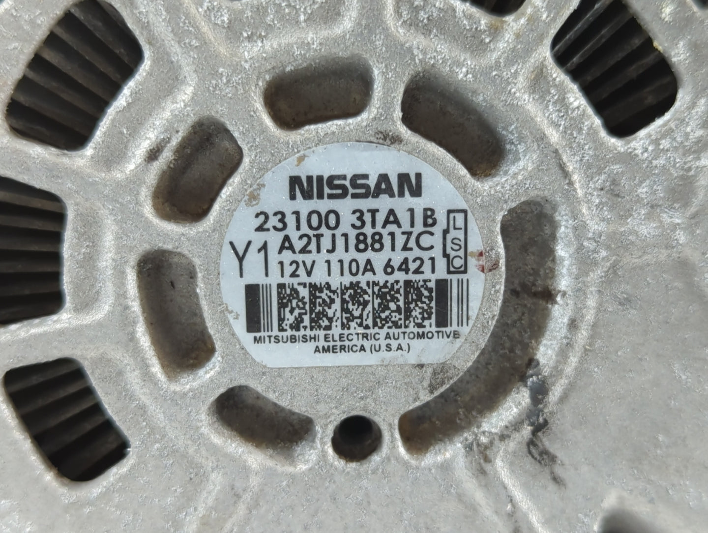 2013-2017 Nissan Altima Alternator Replacement Generator Charging Assembly Engine OEM P/N:23100 3TA1B Fits OEM Used Auto Par