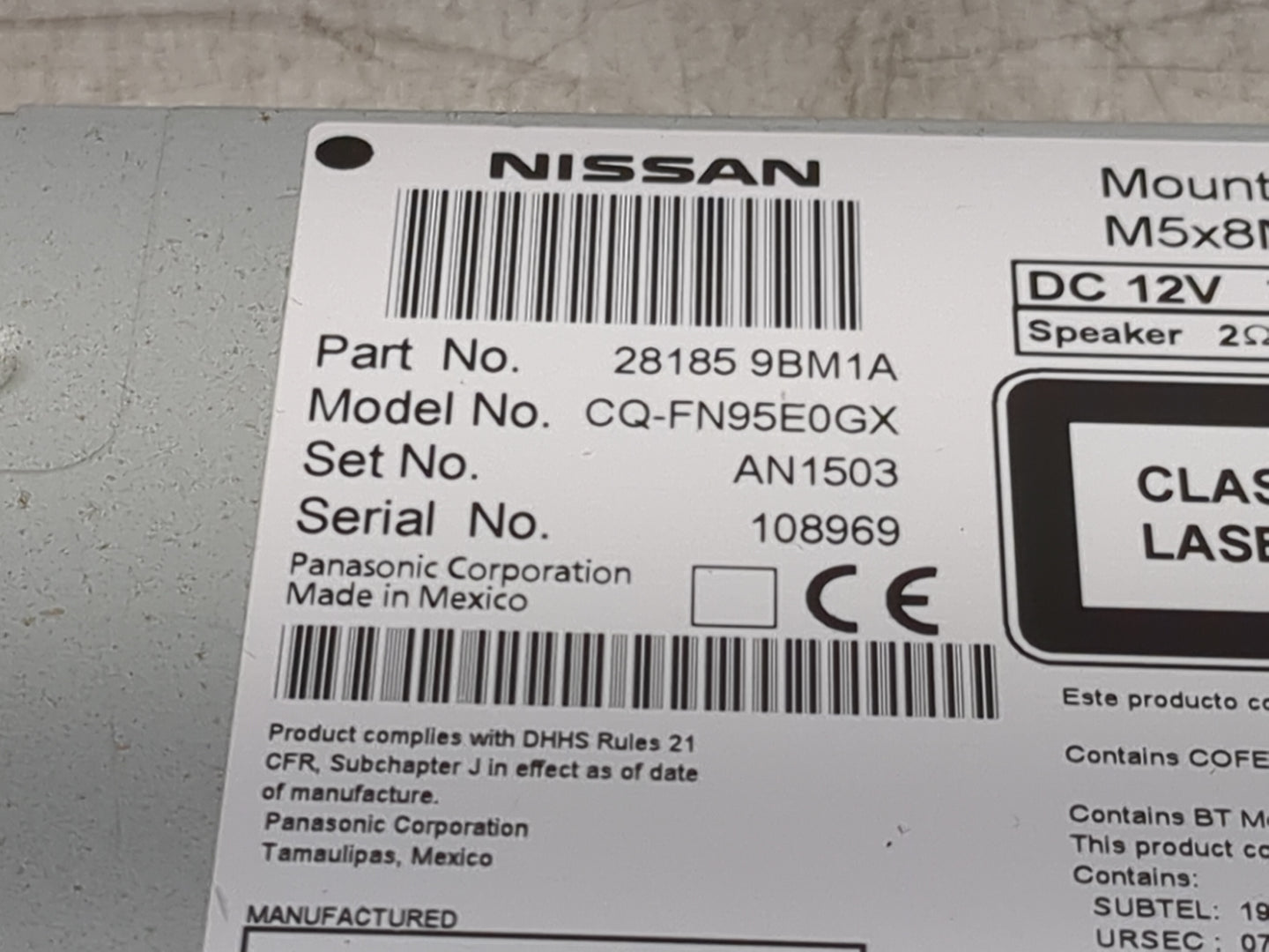 2014-2016 Nissan Frontier Radio AM FM Cd Player Receiver Replacement P/N:281859BM1A CQ-FN95E0GX Fits Fits 2014 2015 2016 OEM