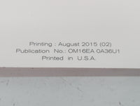 2016 Nissan Maxima Owners Manual Book Guide P/N:OM16EA 0A36U1 OEM Used Auto Parts - Oemusedautoparts1.com