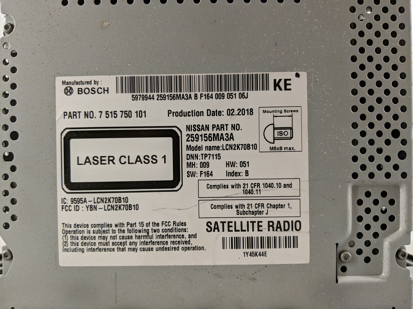 2014-2016 Nissan Rogue Radio AM FM Cd Player Receiver Replacement P/N:259156MA3A Fits Fits 2014 2015 2016 OEM Used Auto Part