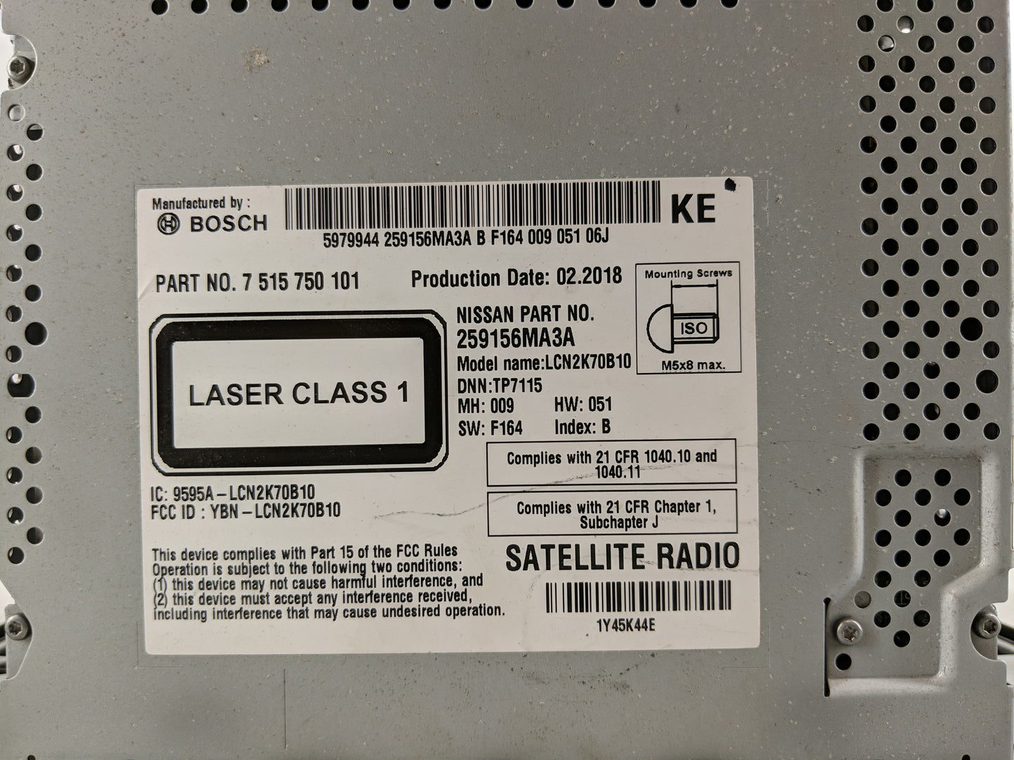 2014-2016 Nissan Rogue Radio AM FM Cd Player Receiver Replacement P/N:259156MA3A Fits Fits 2014 2015 2016 OEM Used Auto Part