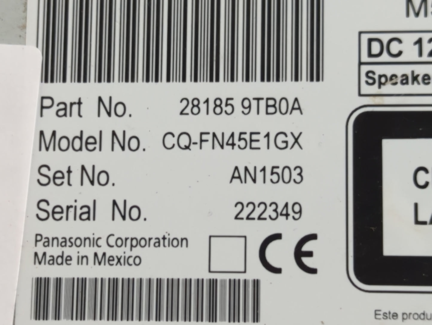 2015-2016 Nissan Rogue Radio AM FM Cd Player Receiver Replacement P/N:28185 9TB0A Fits Fits 2015 2016 OEM Used Auto Parts - 