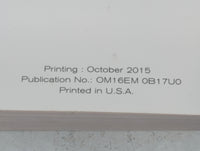 2016 Nissan Sentra Owners Manual Book Guide P/N:OM16EM 0B17U0 OEM Used Auto Parts - Oemusedautoparts1.com