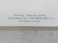2016 Nissan Sentra Owners Manual Book Guide P/N:OM16EA 0B17U1 OEM Used Auto Parts - Oemusedautoparts1.com