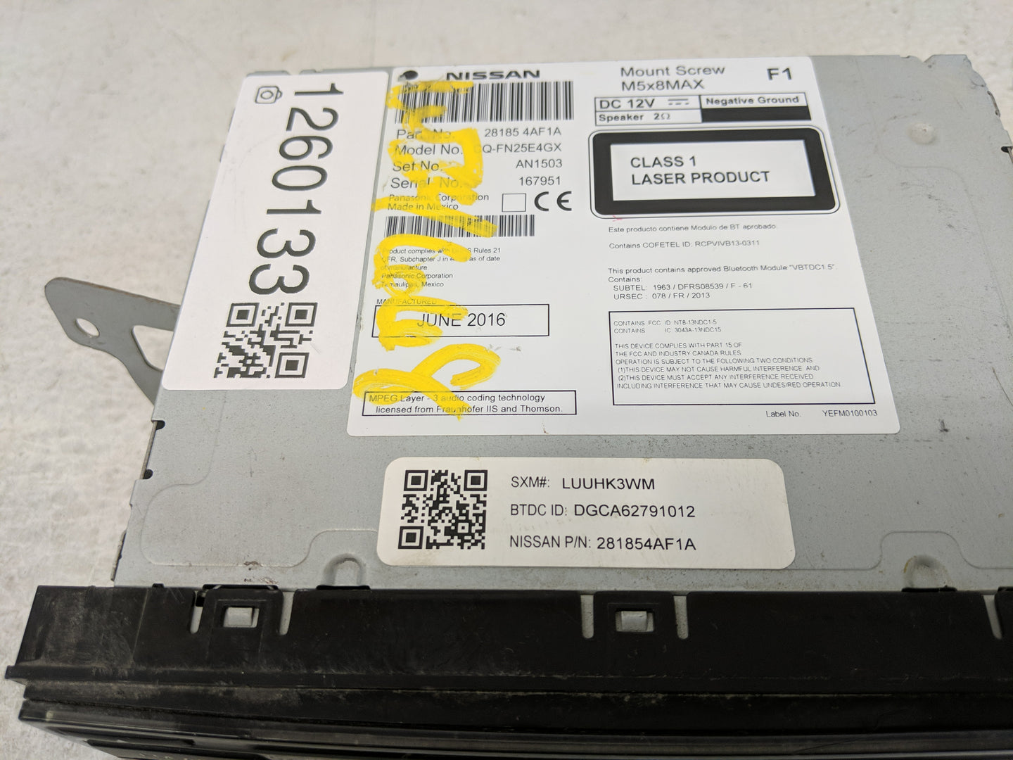 2016 Nissan Sentra Radio AM FM Cd Player Receiver Replacement P/N:28185 4AF1A Fits OEM Used Auto Parts - Oemusedautoparts1.c