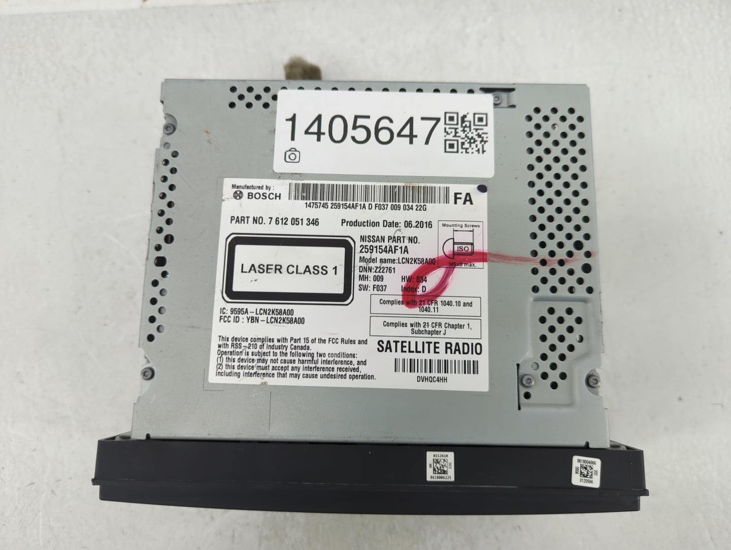 2016 Nissan Sentra Radio AM FM Cd Player Receiver Replacement P/N:7612051346 Fits OEM Used Auto Parts - Oemusedautoparts1.co