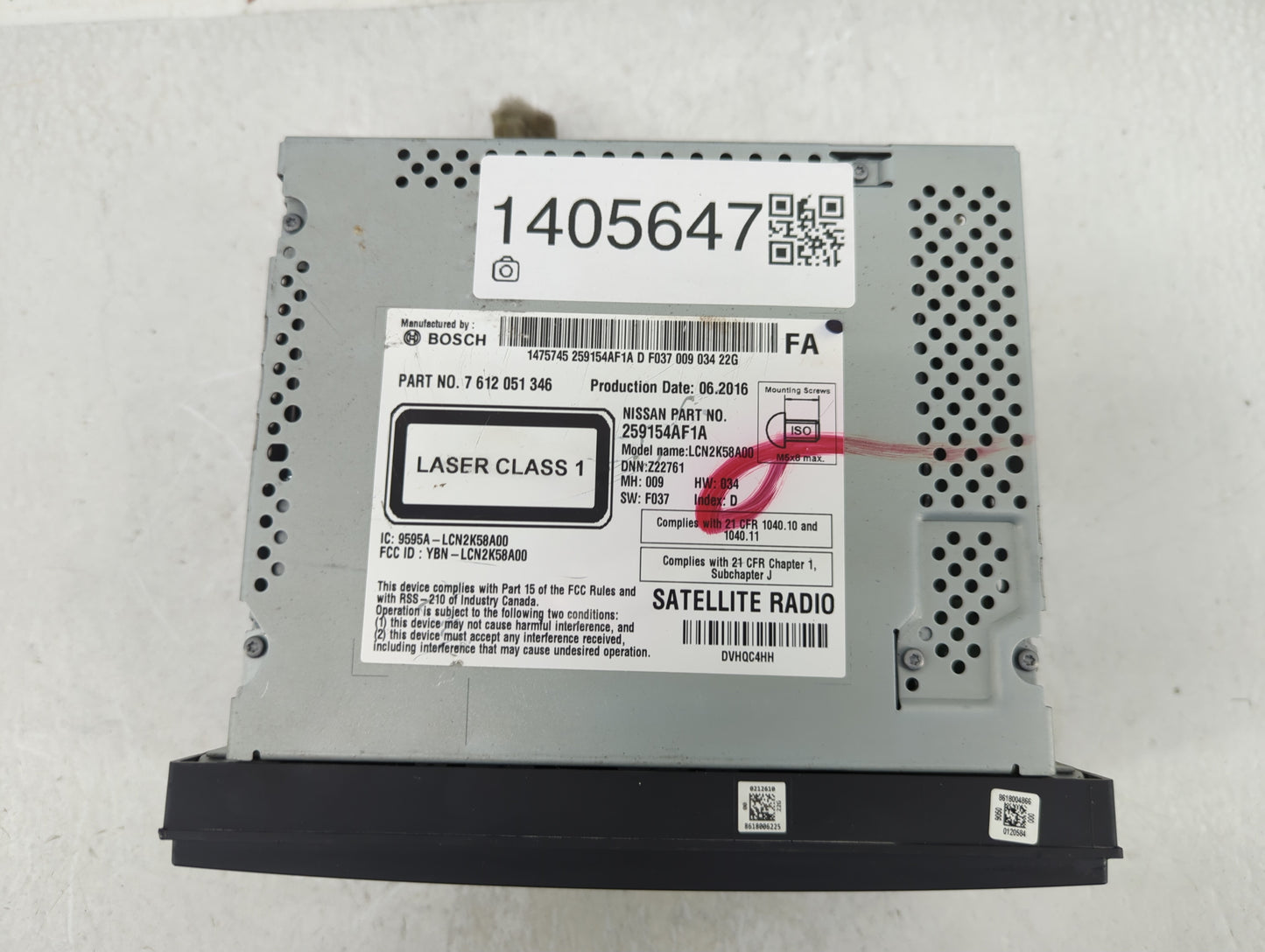 2016 Nissan Sentra Radio AM FM Cd Player Receiver Replacement P/N:7612051346 Fits OEM Used Auto Parts - Oemusedautoparts1.co