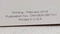 2016 Nissan Sentra Owners Manual Book Guide OEM Used Auto Parts - Oemusedautoparts1.com