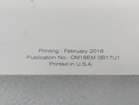 2016 Nissan Sentra Owners Manual Book Guide P/N:OM16EM 0B17U1 OEM Used Auto Parts - Oemusedautoparts1.com