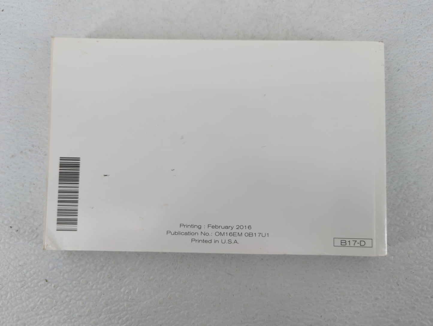 2016 Nissan Sentra Owners Manual Book Guide P/N:OM16EM 0B17U1 OEM Used Auto Parts - Oemusedautoparts1.com