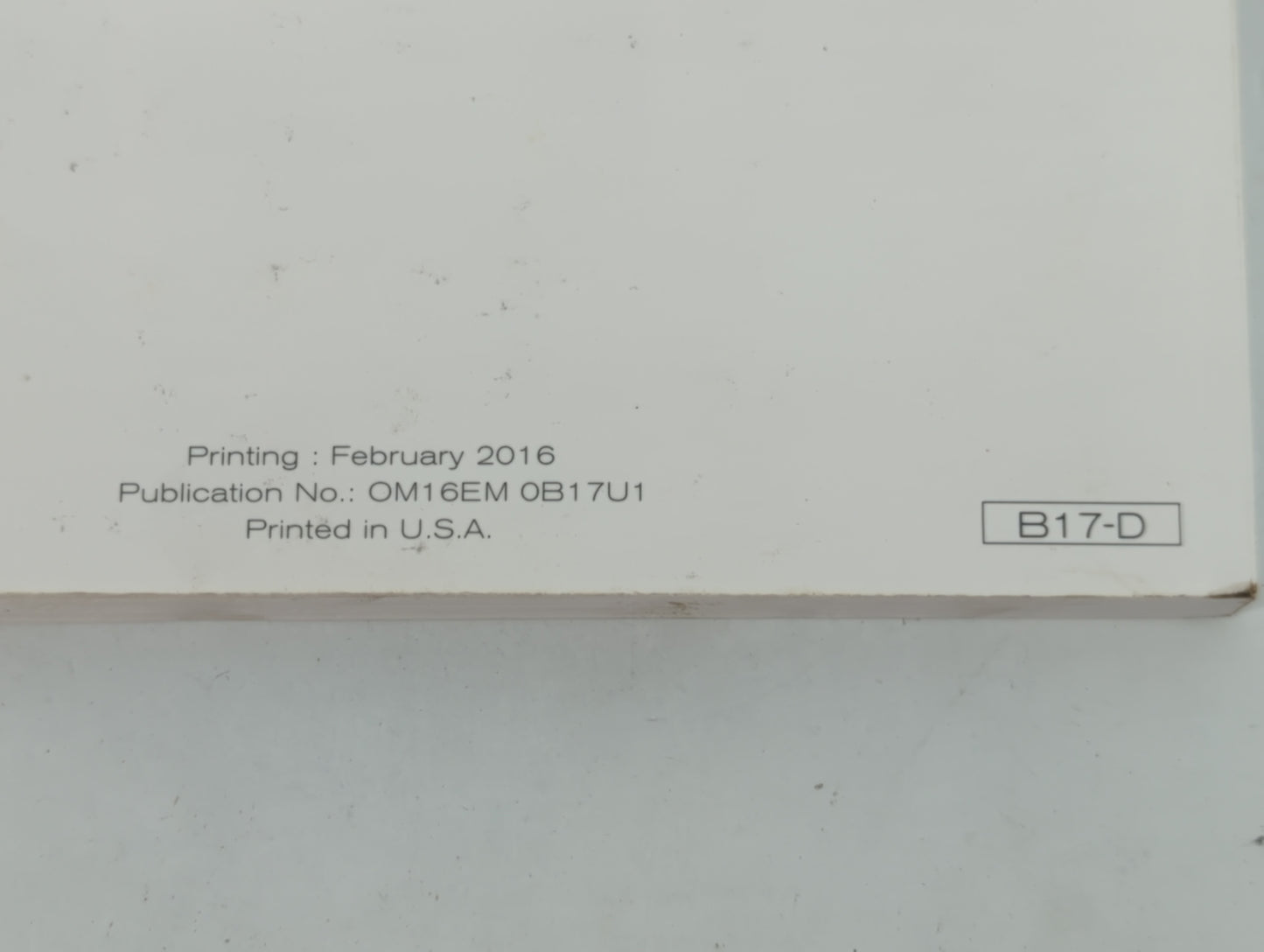 2016 Nissan Sentra Owners Manual Book Guide P/N:OM16EM 0B17U1 OEM Used Auto Parts - Oemusedautoparts1.com