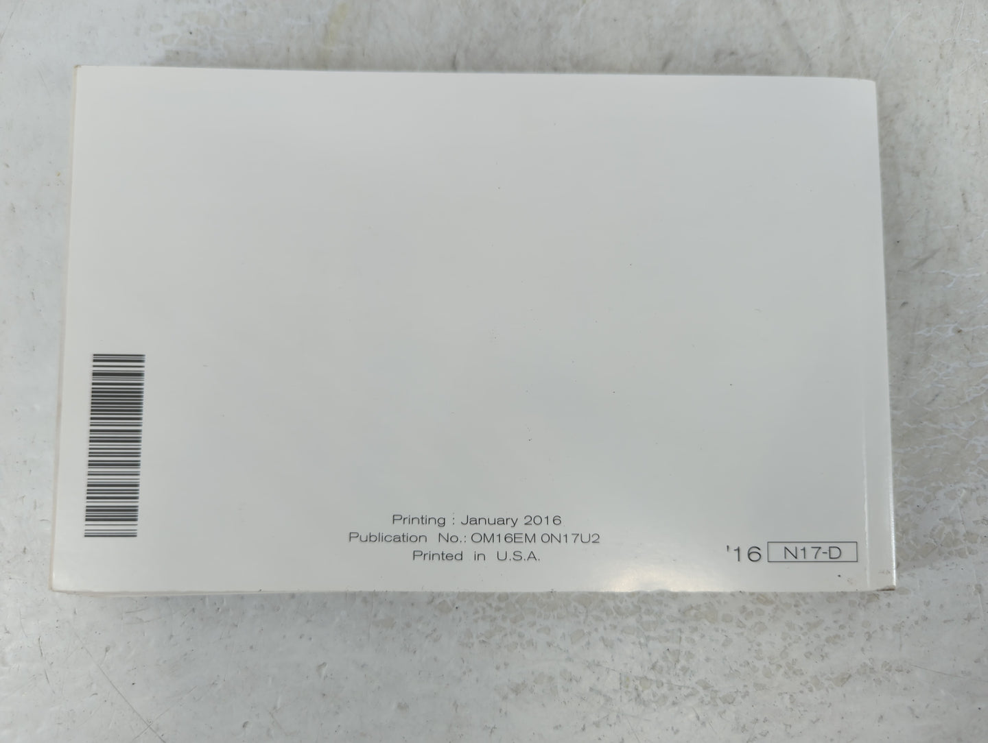 2016 Nissan Versa Owners Manual Book Guide P/N:OM16EM 0N17U2 OEM Used Auto Parts - Oemusedautoparts1.com