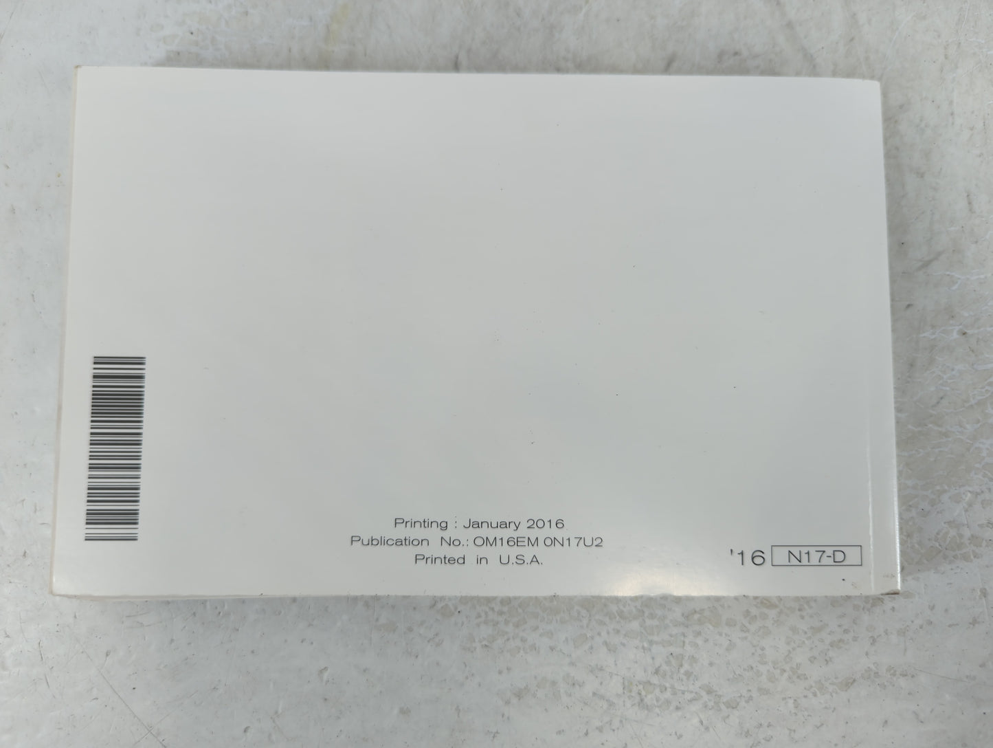 2016 Nissan Versa Owners Manual Book Guide P/N:OM16EM 0N17U2 OEM Used Auto Parts - Oemusedautoparts1.com