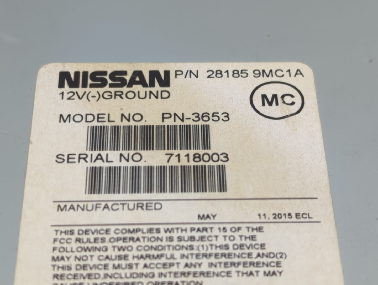 2015-2018 Nissan Versa Radio AM FM Cd Player Receiver Replacement P/N:28185 9MC1A Fits Fits 2015 2016 2017 2018 OEM Used Aut