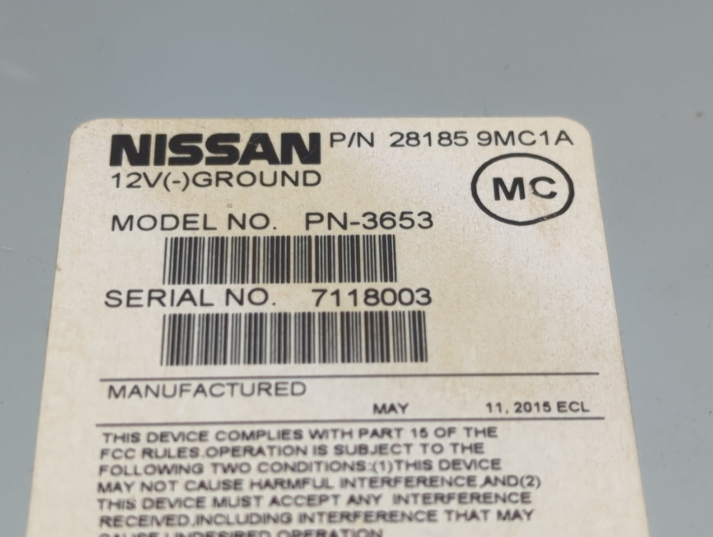 2015-2018 Nissan Versa Radio AM FM Cd Player Receiver Replacement P/N:28185 9MC1A Fits Fits 2015 2016 2017 2018 OEM Used Aut