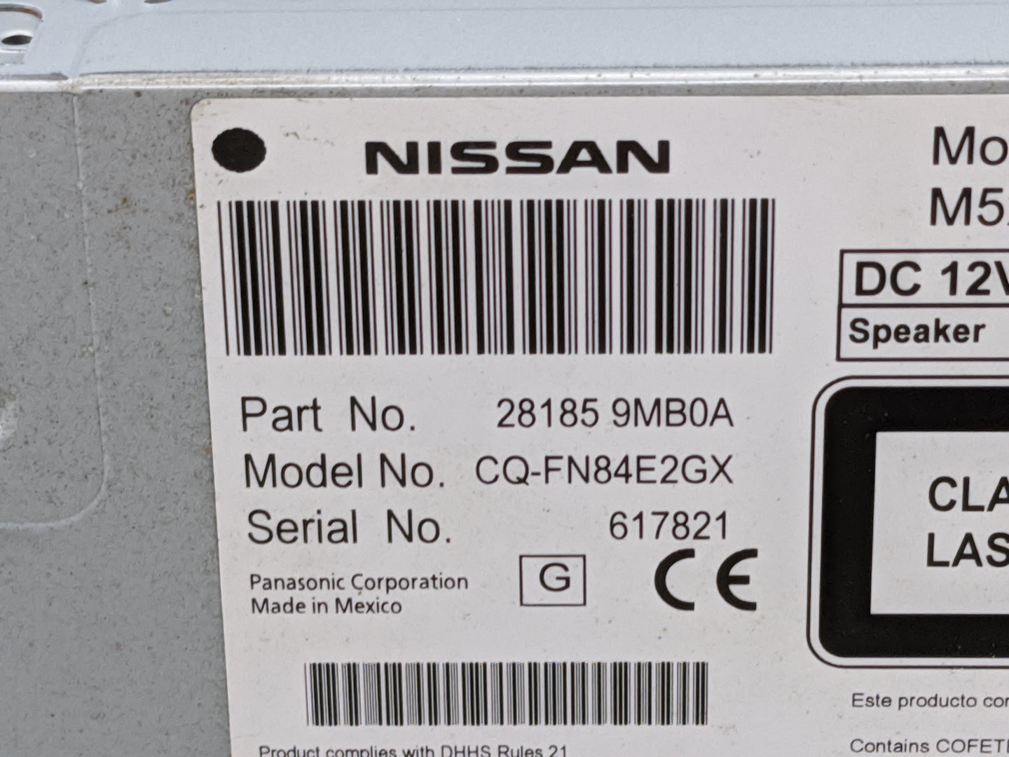 2015-2016 Nissan Versa Radio AM FM Cd Player Receiver Replacement P/N:281859MB0A CQ-FN84E2GX, 28185 9MB0A Fits Fits 2015 201