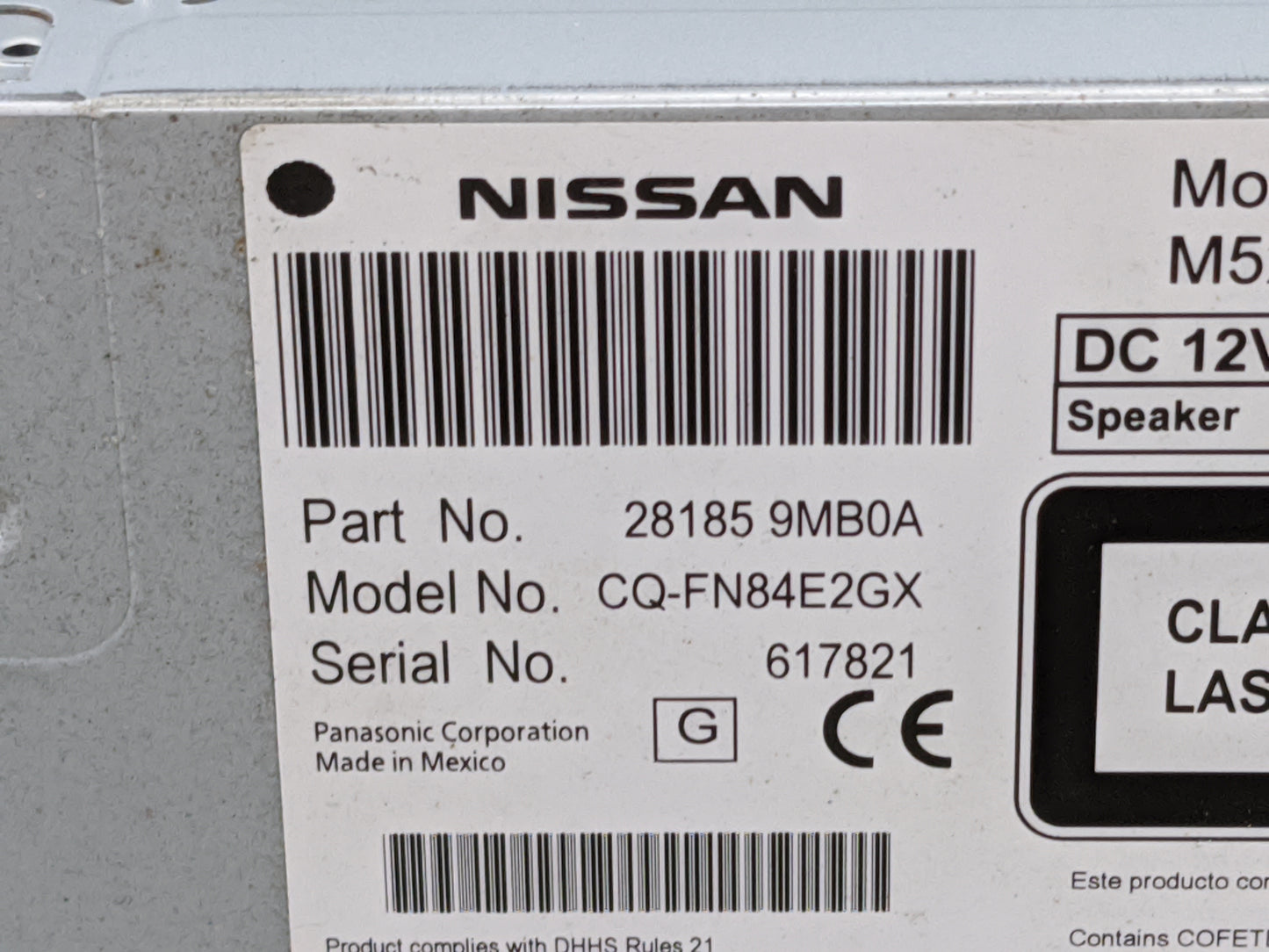 2015-2016 Nissan Versa Radio AM FM Cd Player Receiver Replacement P/N:281859MB0A CQ-FN84E2GX, 28185 9MB0A Fits Fits 2015 201