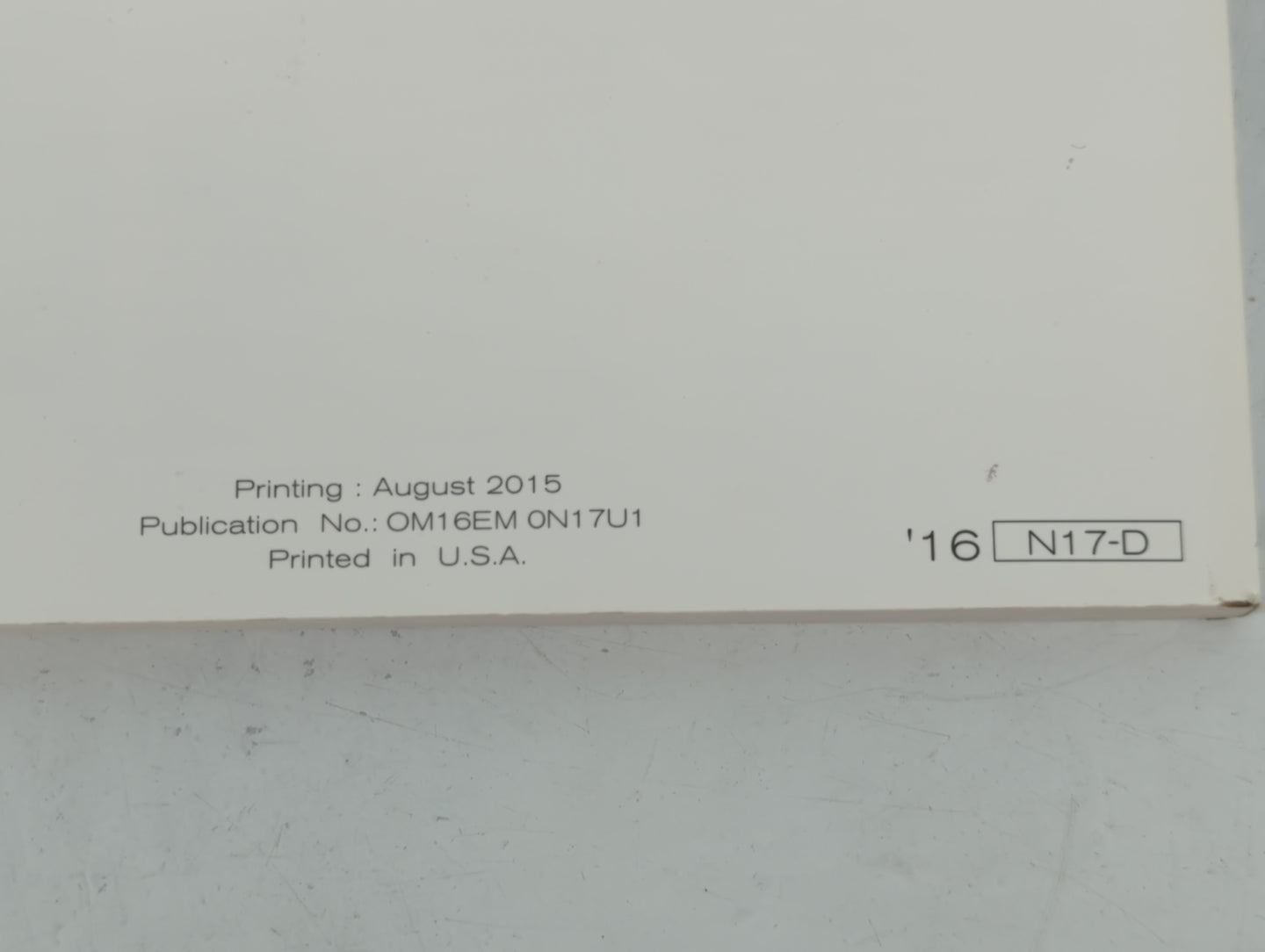 2016 Nissan Versa Owners Manual Book Guide P/N:OM16EM 0N17U1 OEM Used Auto Parts - Oemusedautoparts1.com