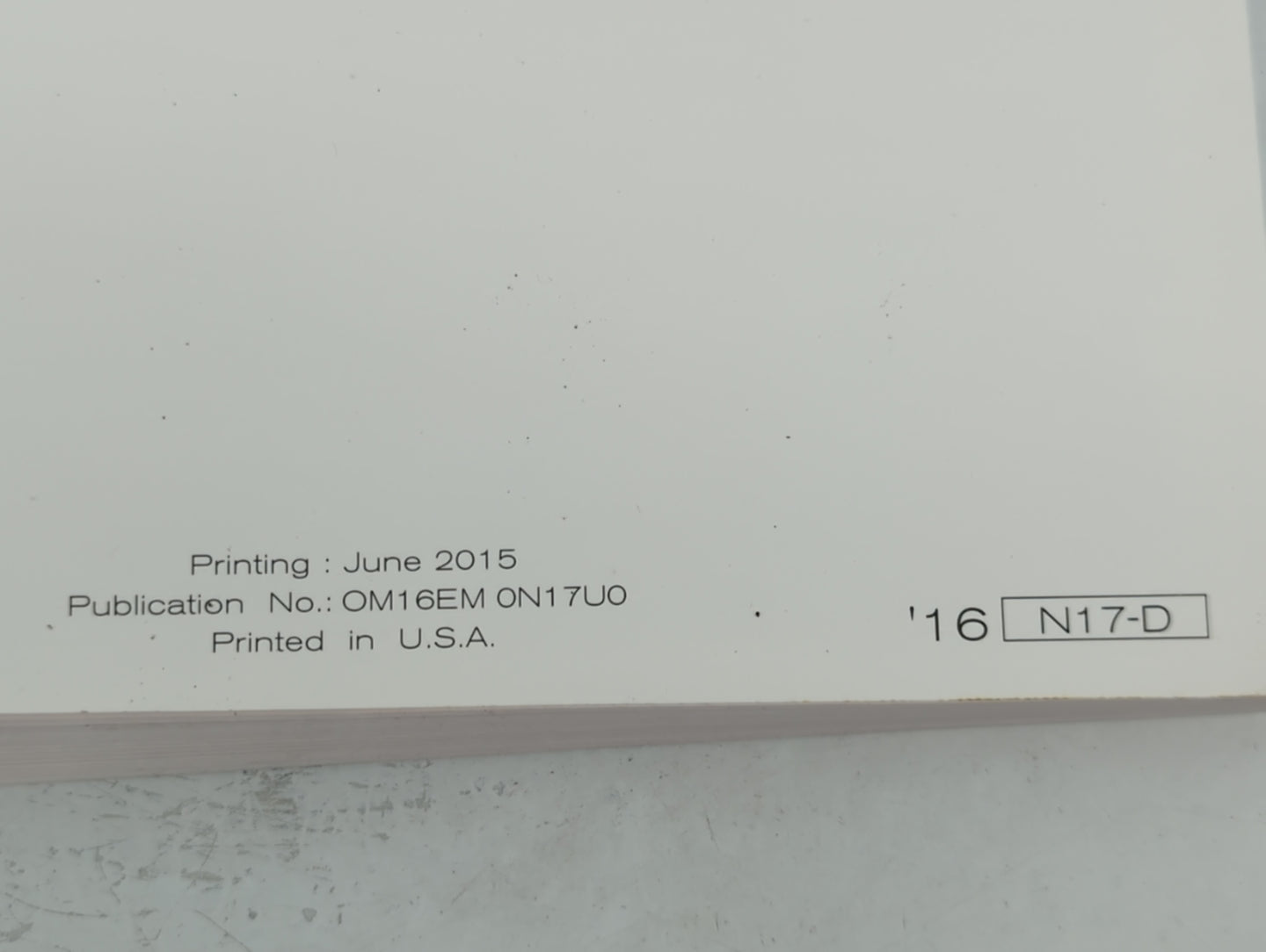 2016 Nissan Versa Owners Manual Book Guide P/N:OM16EA 0N17U0 OEM Used Auto Parts - Oemusedautoparts1.com