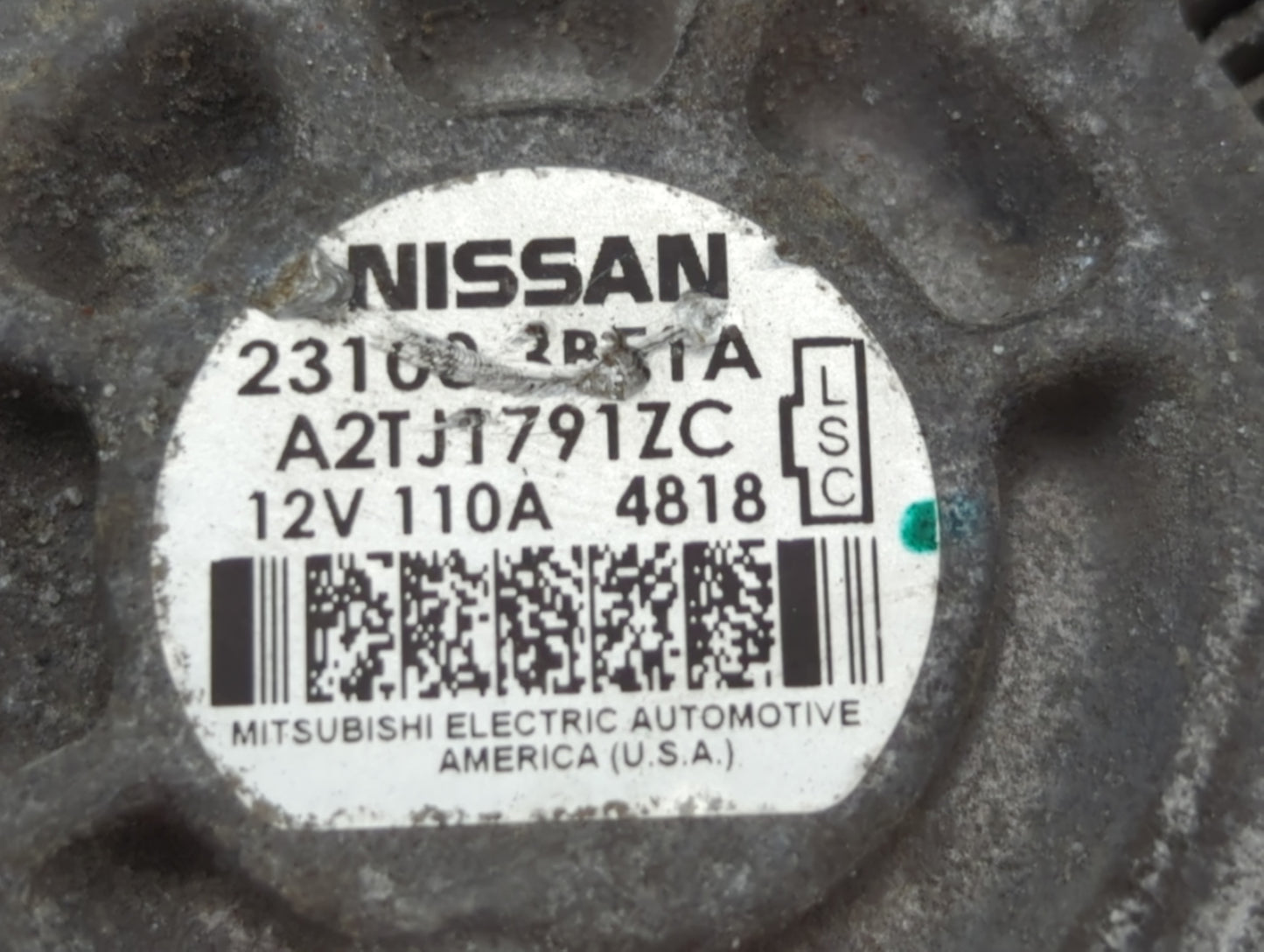 2012-2019 Nissan Versa Alternator Replacement Generator Charging Assembly Engine OEM P/N:A2TJ1791ZX 23100 3BE1A Fits OEM Use