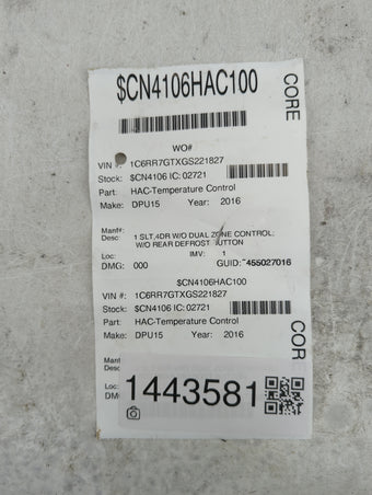 compare product 2013-2022 Ram 1500 Climate Control Module Temperature AC/Heater Replacement P/N:P68268190AA Fits OEM Used Auto Parts