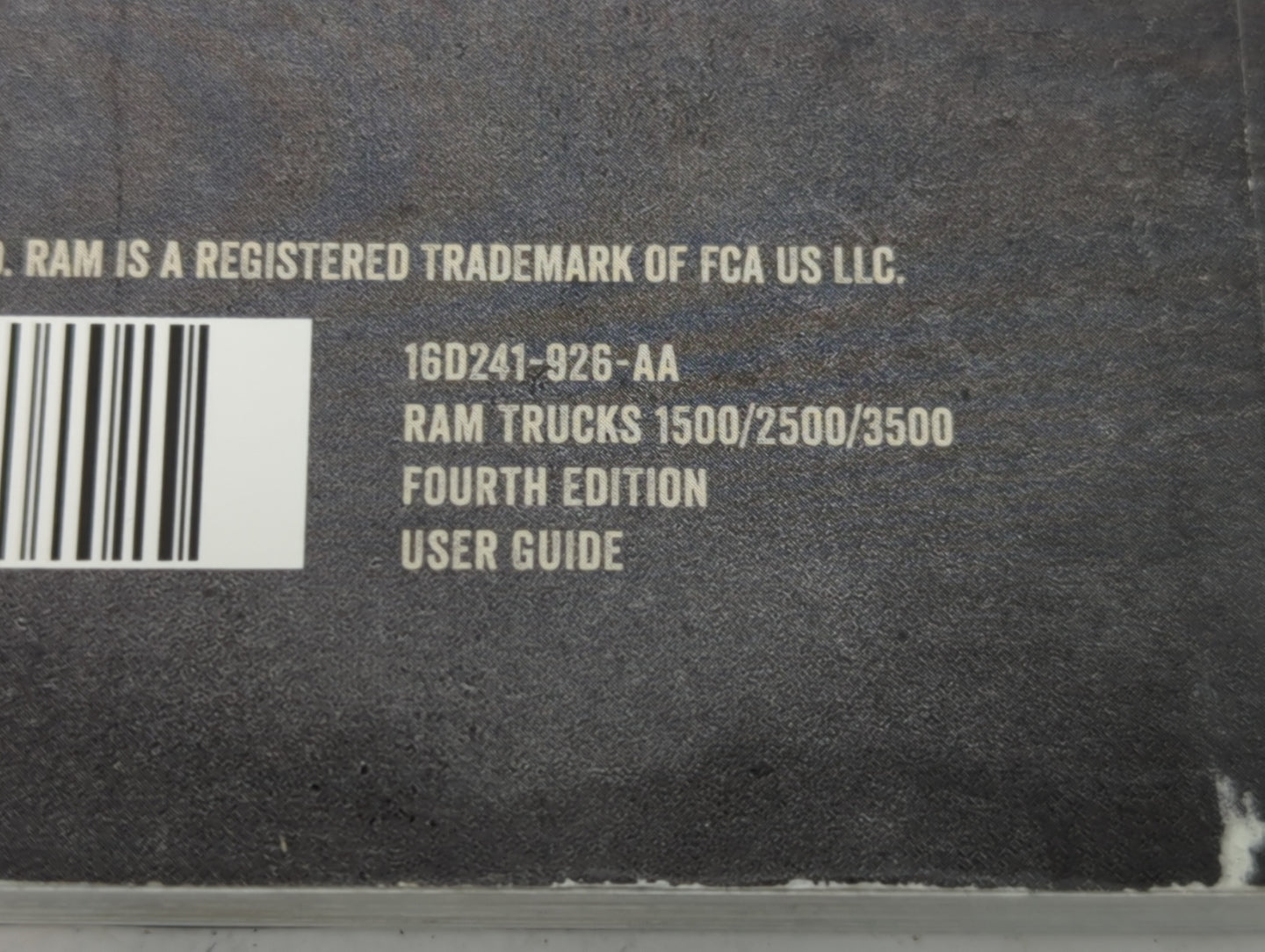 2016 Ram 1500 Owners Manual Book Guide P/N:16D241-926-AA OEM Used Auto Parts - Oemusedautoparts1.com