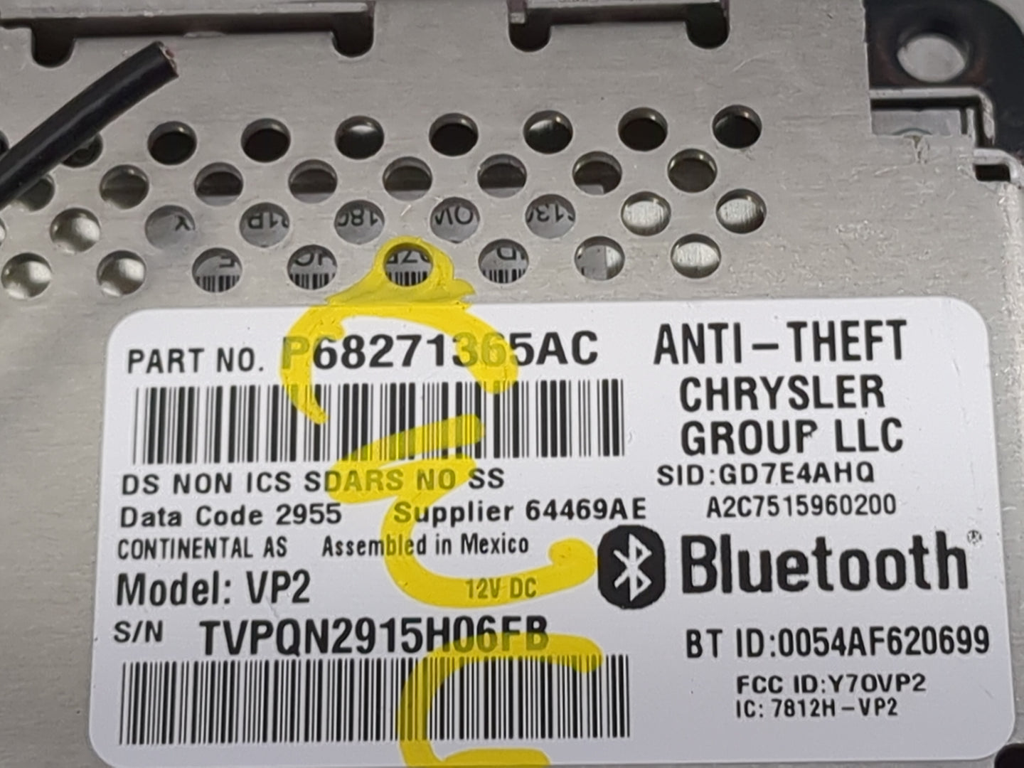2016 Ram 1500 Radio AM FM Cd Player Receiver Replacement P/N:P68271365AC VP2, Y7OVP2, 7812H-VP2 Fits OEM Used Auto Parts - O