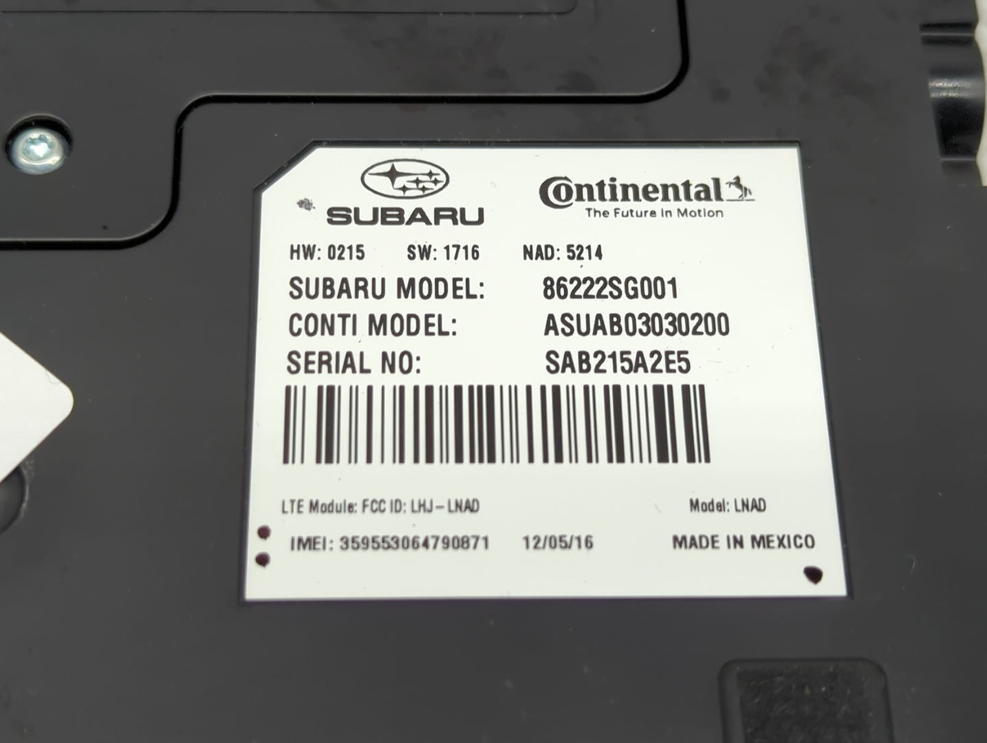 2016 Subaru Crosstrek Telematics Control Module 86222sg001 - Oemusedautoparts1.com